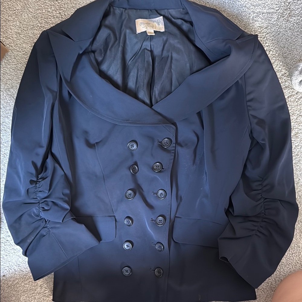 Elizabeth & James navy button blazer Elegant Navy Double-Breasted Women's Jacket